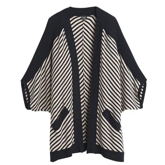 Chico's Travelers Collection Striped Cardigan Sweater Dolman Kimono Open Front L - Picture 3 of 16